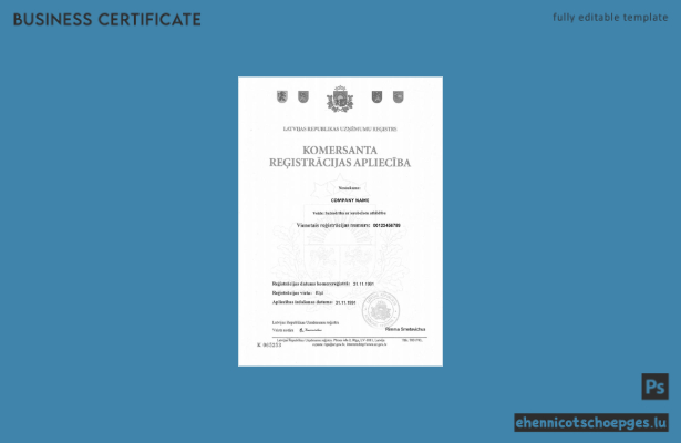 Beispielansicht einer Registrierungsbescheinigung aus Lettland